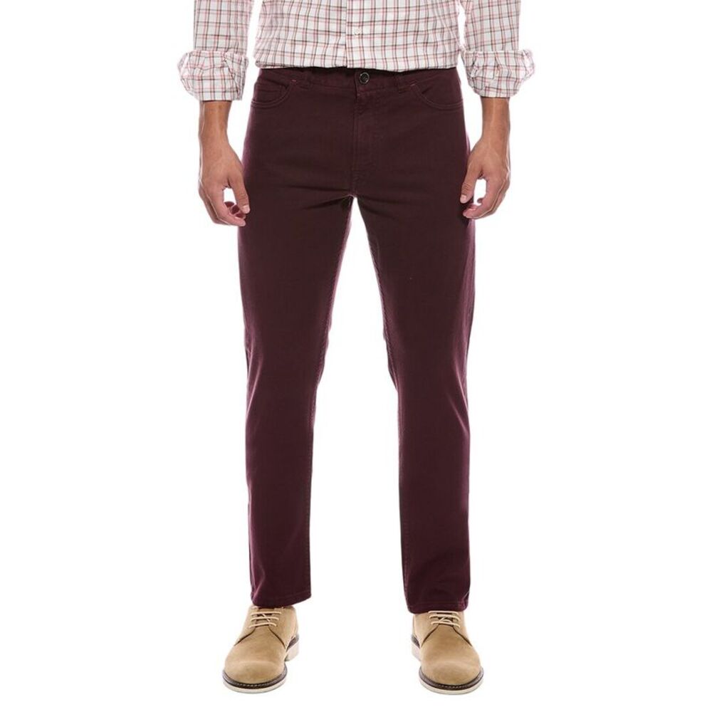 Isaia Mens  Slim Straight 5-Pocket Pant, Red